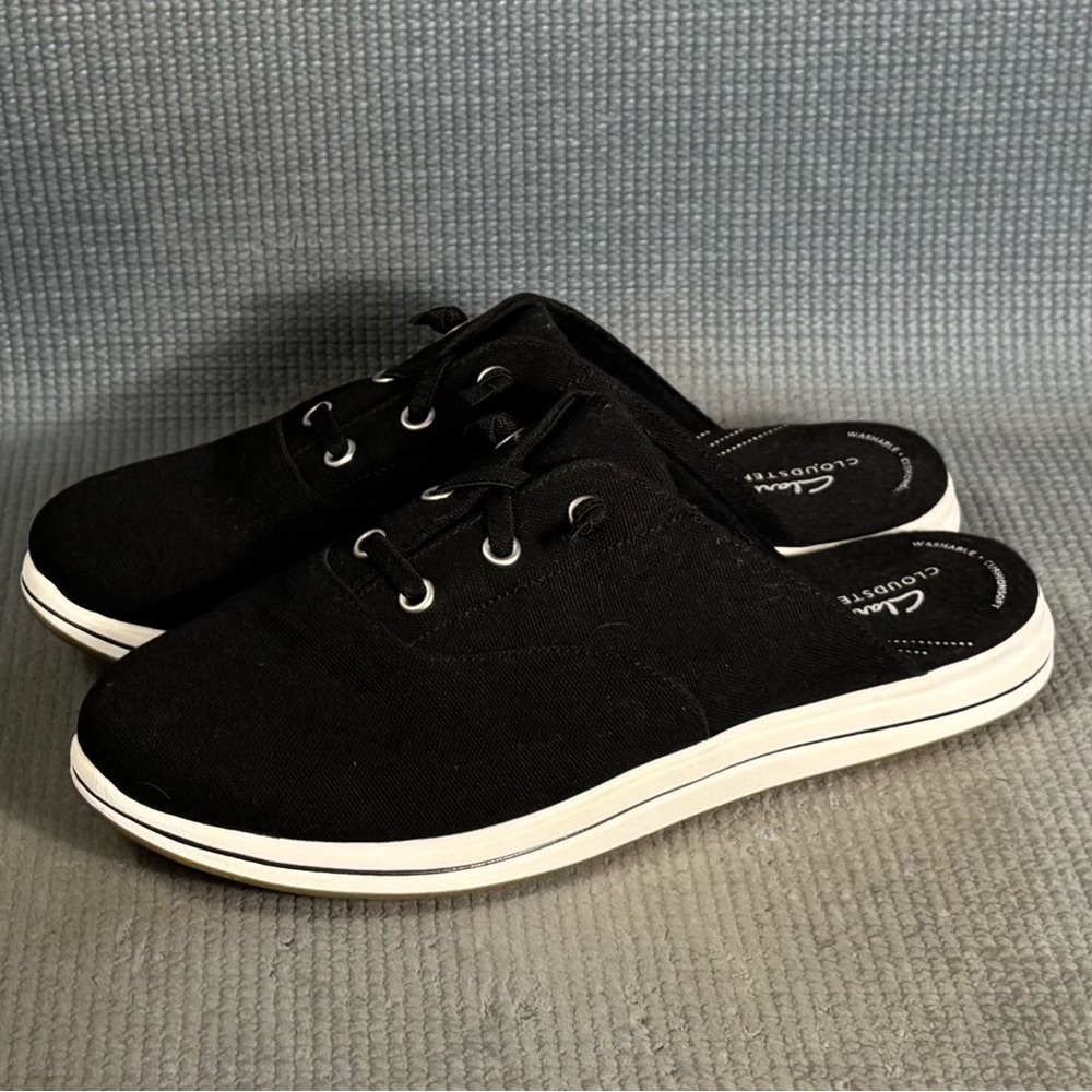 Clarks Women's Breeze Clara Slip-On Laced‎ Slide Black Sneakers Size 9